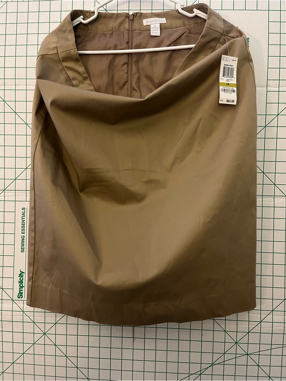 Charter Club Skirt 14 Khaki Camel Straight Pencil NWT